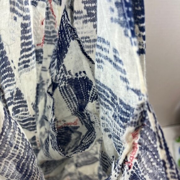 Free People Reusable Bag Gauze Linen Geometric Print Hobo Tote One Strap - Picture 5 of 9